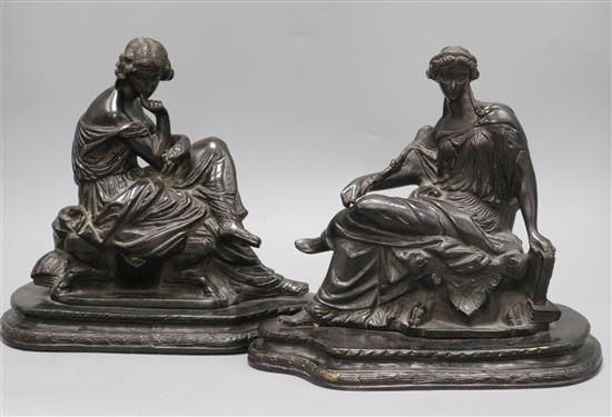 A pair of spelter figures tallest 27cm